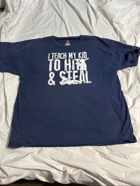 Mens Navy Graphic Tee - "I Teach My Kid to Hit & Steal"
